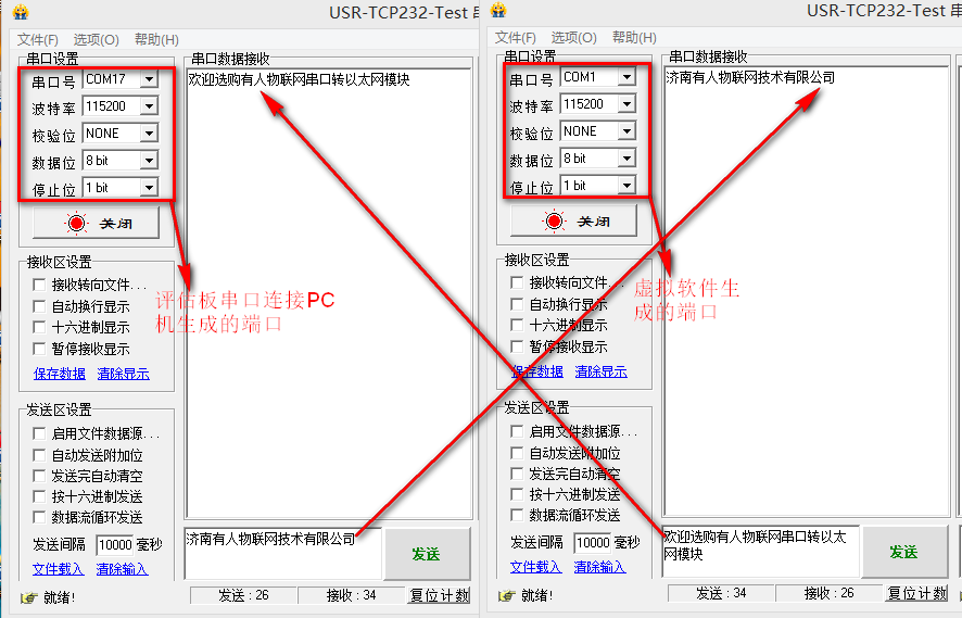 USR-TCP232-302服務(wù)器基本測(cè)試通信和使用案例