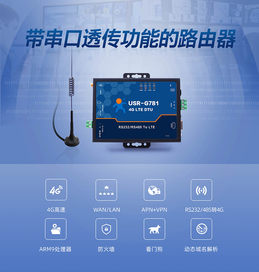 RS232/485串口透傳功能的4G工業(yè)路由器_APN+VPN虛擬專網(wǎng)